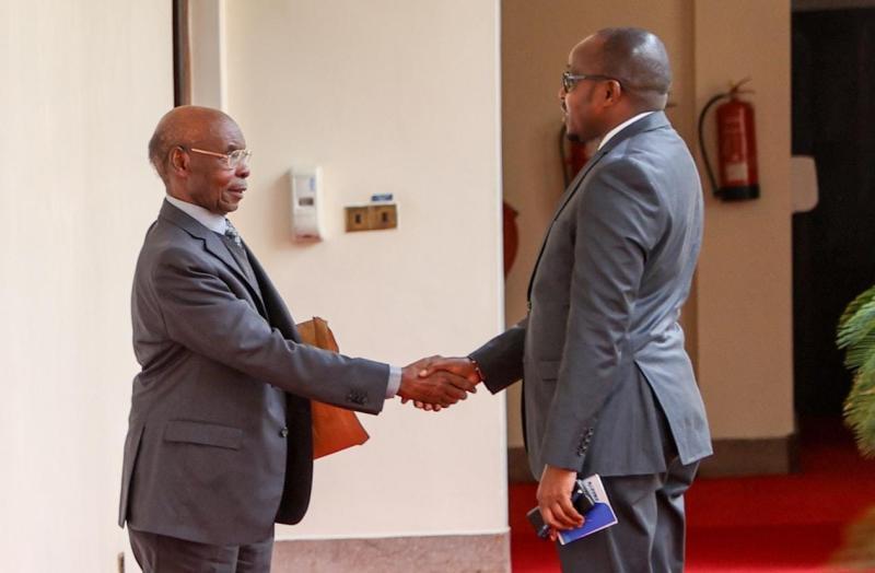File image of SK Macharia and Emannuel Tallam at State House.